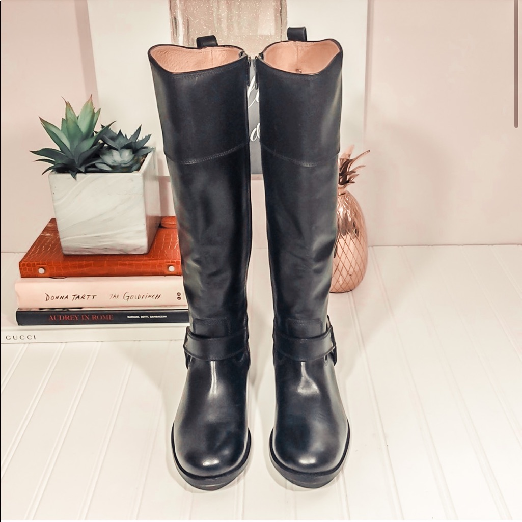 Frye Melissa Harness Inside Zip Black Boots